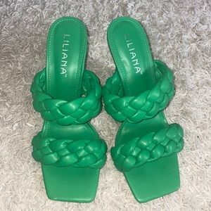 Green braided heels